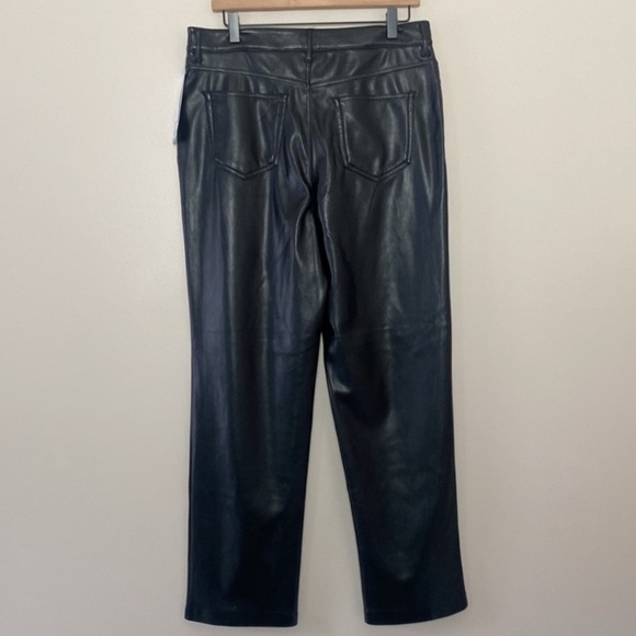Joie Straight Faux Leather Pants Zip Fly Black Size 10 - Picture 5 of 12